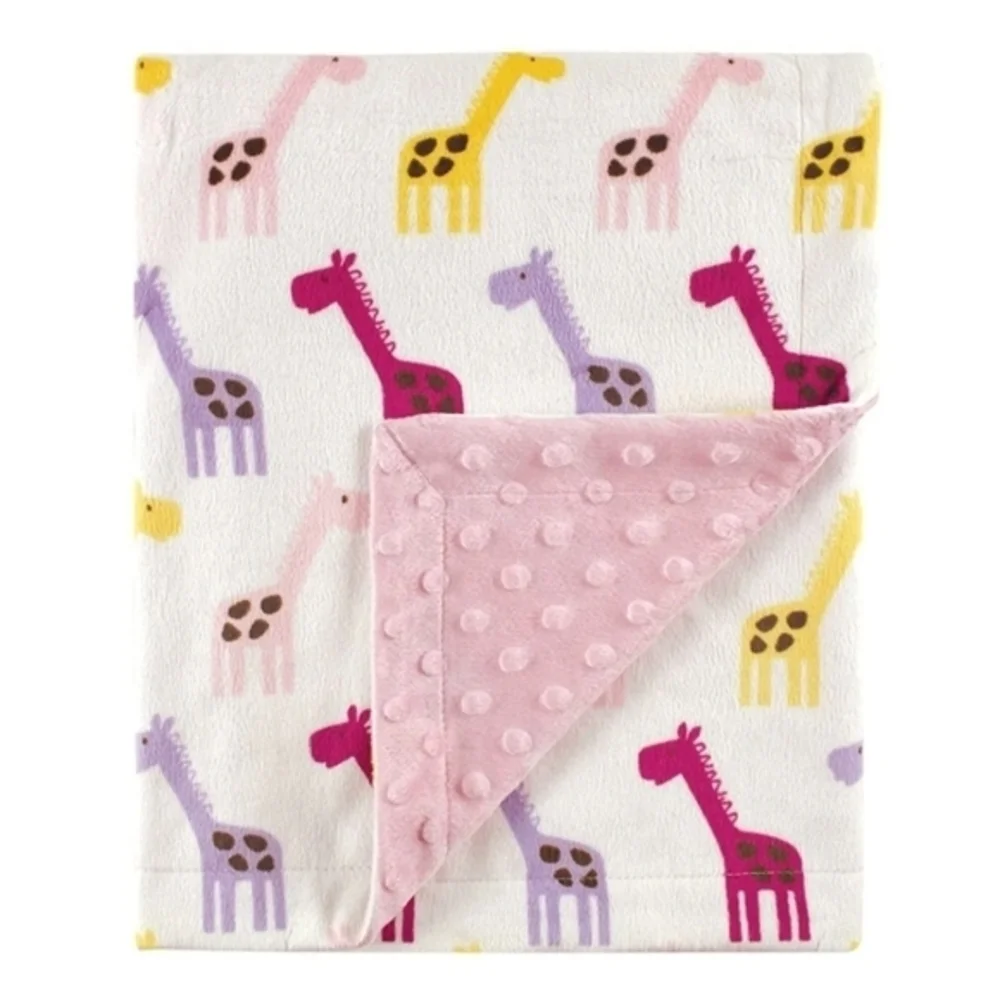 Hudson Baby‎ Infant Plush Mink Blanket Pink Giraffe 🦒 30